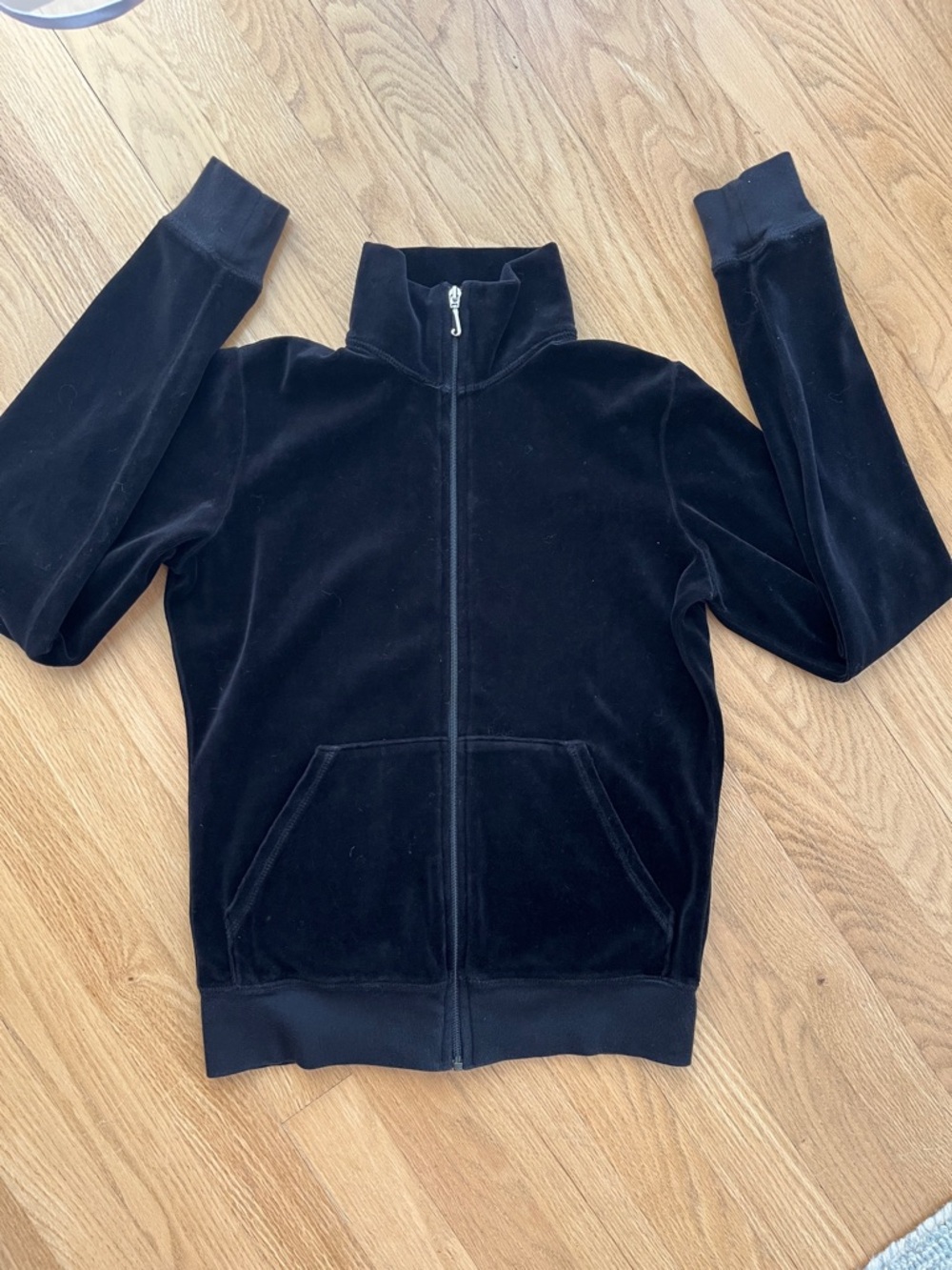 Juicy Couture Black Velour Track Jacket with Zip